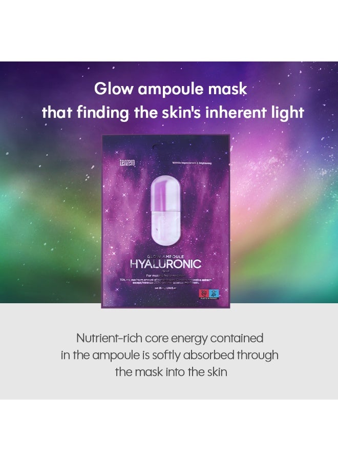 TENZERO Glow Ampoule Hyaluronic Mask 10-Piece Pack - Intensive Hydrating Sheet Mask with Hyaluronic Acid for Radiant Glass Skin Glow - Deep Moisturizing & Brightening Korean Facial Treatment - Image 4